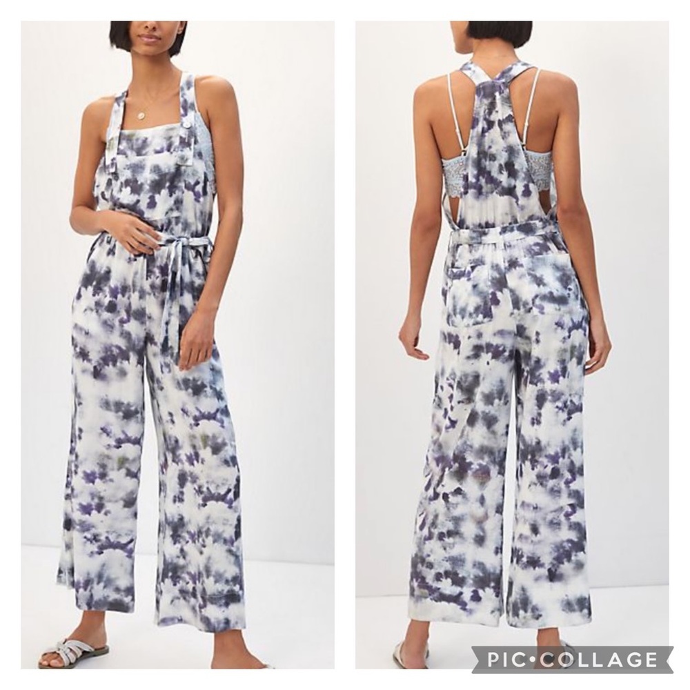 Cloth & Stone Belted Tie Dye Overalls for Anthro. Wore once, EUC.